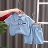 0-5 Years Old Summer Children's Denim Short-sleeved Suit Small and Medium-sized Children Boys' Summer Clothes Small Children's Clothing