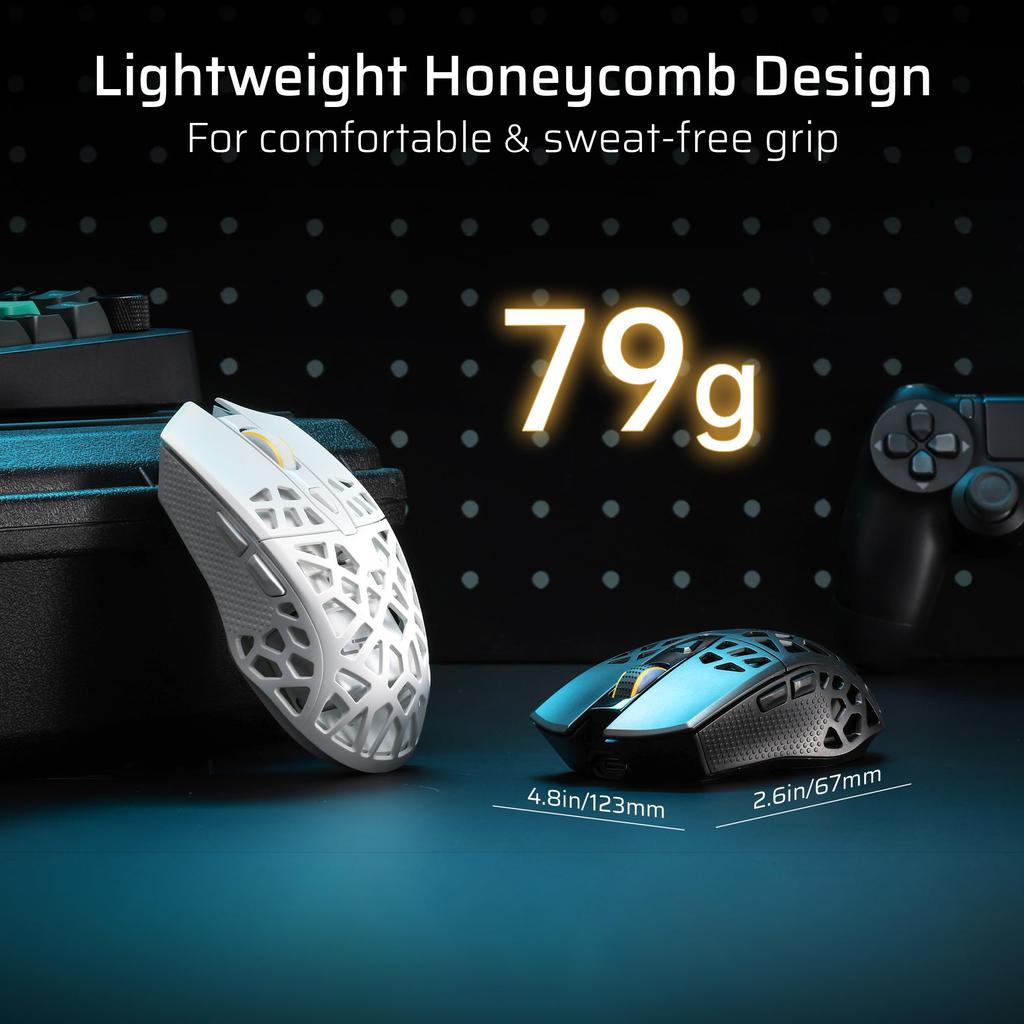 LTC GM023 Беспроводная игровая мышь 79 г, сотовая конструкция, эргономичная, игровые DPI 6, программируемая, профессиональное ПО, трехрежимная, сверхлегкая, 6-уровневая