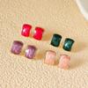 Trend Chic Enamel C-shaped Women's Stud Earrings Red Green Pink Color Small Earrings for Girls Aretes De Mujer 2025 New In
