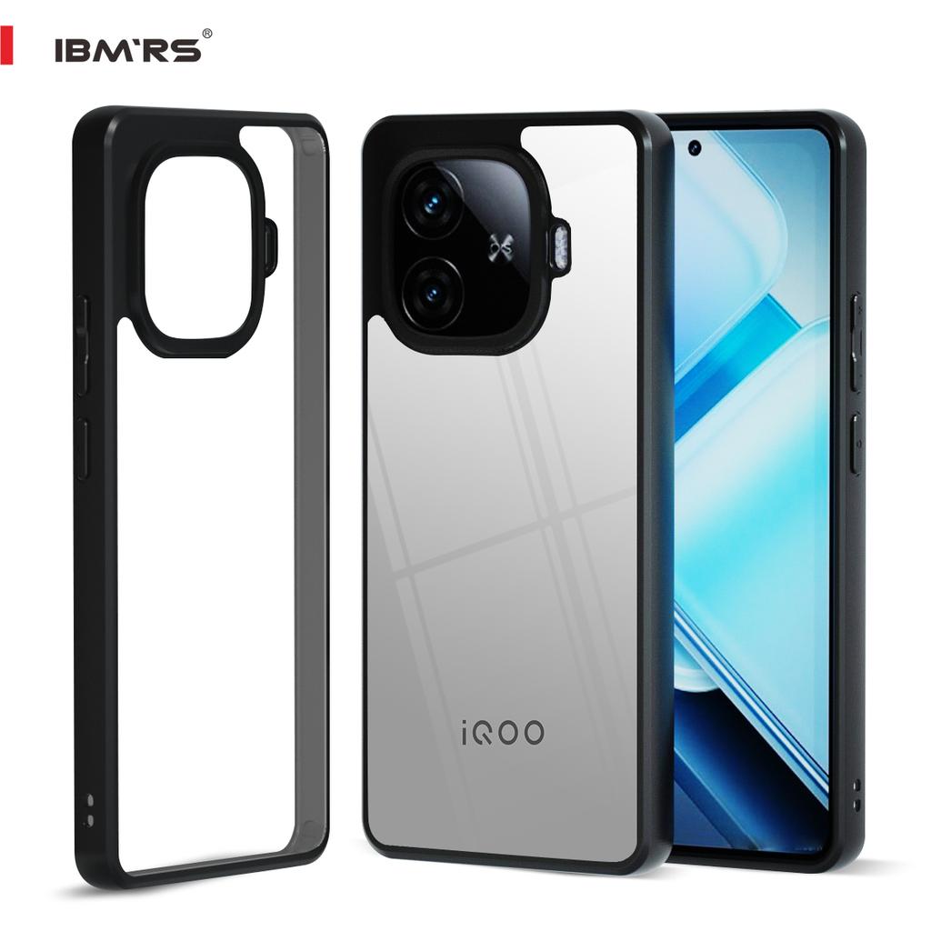 (В комплекте ремешок на запястье)Чехол для vivo iQOO Z9 Turbo, военный класс, испытан на падение, матовый полупрозрачный твердый тонкий защитный чехол. Камуфляж Черный