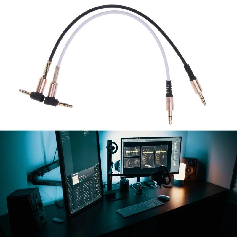 3.5mm Audio Cable, 90 Degree Right Angle 3-Conductor Stereo Aux Cable Cord 3.5mm Male to Male TRS-Cable Extension Line