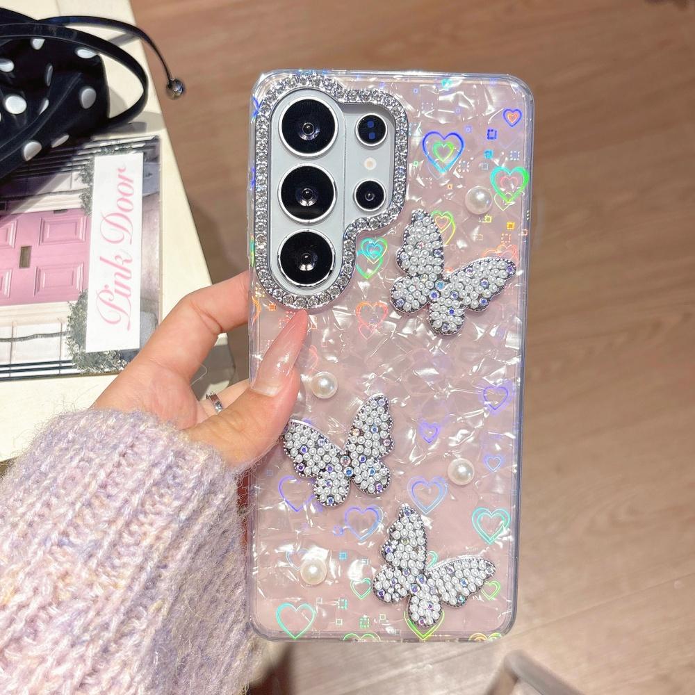 Чехол с узором Ракушка, Лазерный Алмазный Бабочка для Samsung S26 Ultra S25 S24 Ultra FE S26 Plus, Блестящий Цветной Чехол