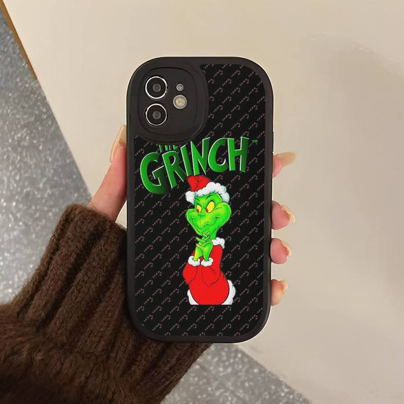Чехол из твердой кожи с изображением рождественского зеленого монстра для iPhone 13 12 Mini 11 14 Pro Max Xs X Xr 7 8 Plus 6 6s Se 2022, силиконовый чехол