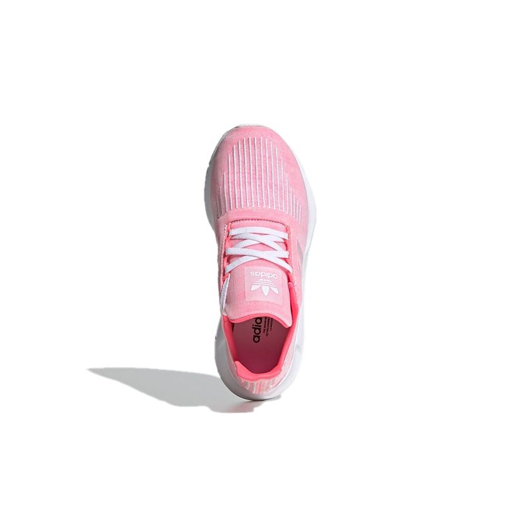 adidas Оригинальные Swift Run J Кроссовки для бега с круглым носком, шнуровкой, дышащие, низкие, детские, розовые, белые EF5951