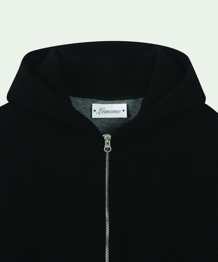 Lemone Tweed Hooded Zip-Up / Black