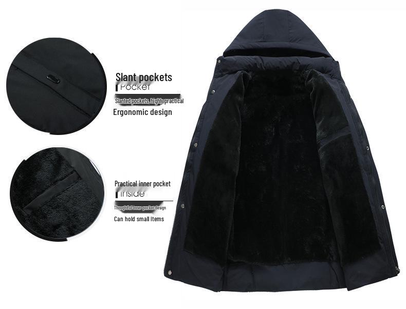 Мужская куртка с флисовой подкладкой и хлопковой набивкой: Теплое зимнее пальто для людей среднего и пожилого возраста