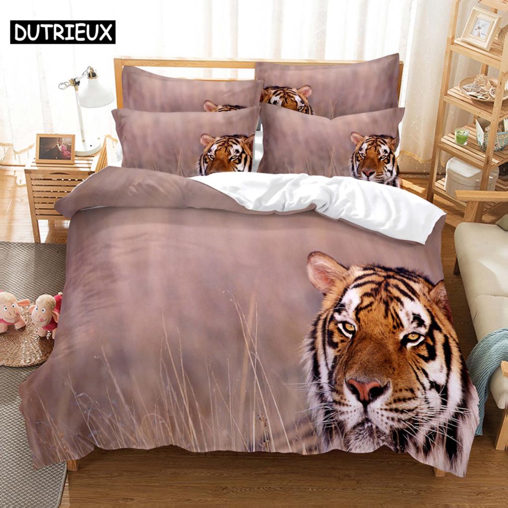 Комплект постельного белья с тигром King Size 230x260, двуспальная кровать, односпальная кровать Queen, наволочка с изображением животных из льна и 3D-наволочки, комплекты постельного белья для двоих