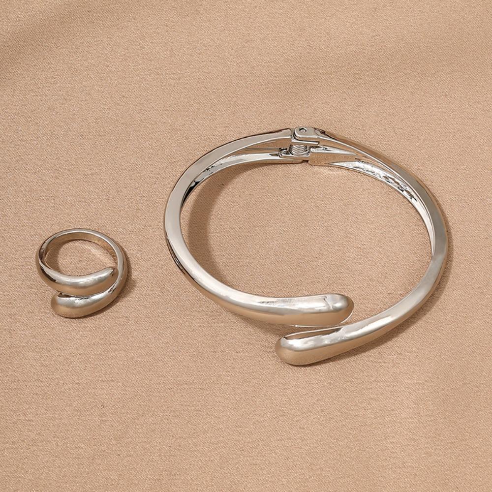 2/3Pcs Punk Open Cuff Bangle Adjustable Rings Party Grunge Jewelry Set  Jewelry Gifts