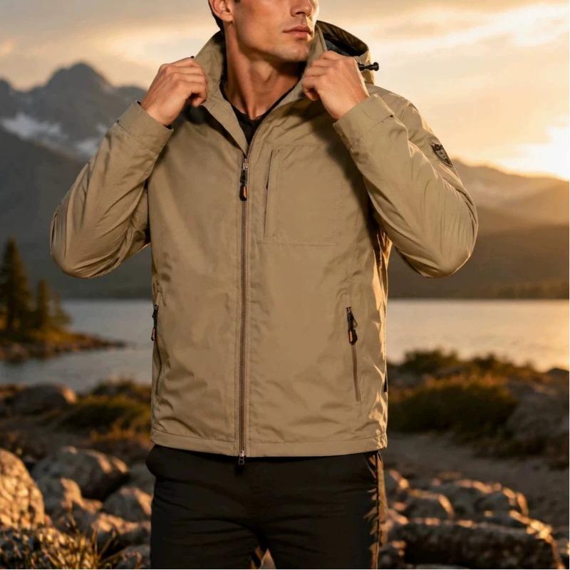 Men S Thin Waterproof Hooded Outdoor Hiking Casual Jacket