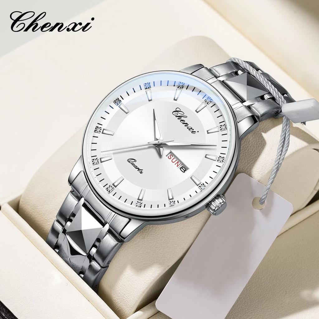 Мужские часы модные простые календарные светящиеся стальные сетчатые наручные часы кварцевые деловые часы для мужчин