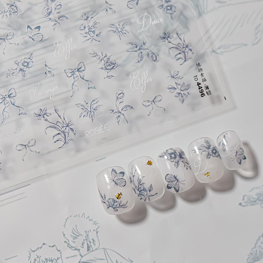 1pcs 5D Diamond White Lace Bow Nail Art Stickers Pearl Rhinestones Nail Decoration Adhesive Decals Slider DIY Accessory