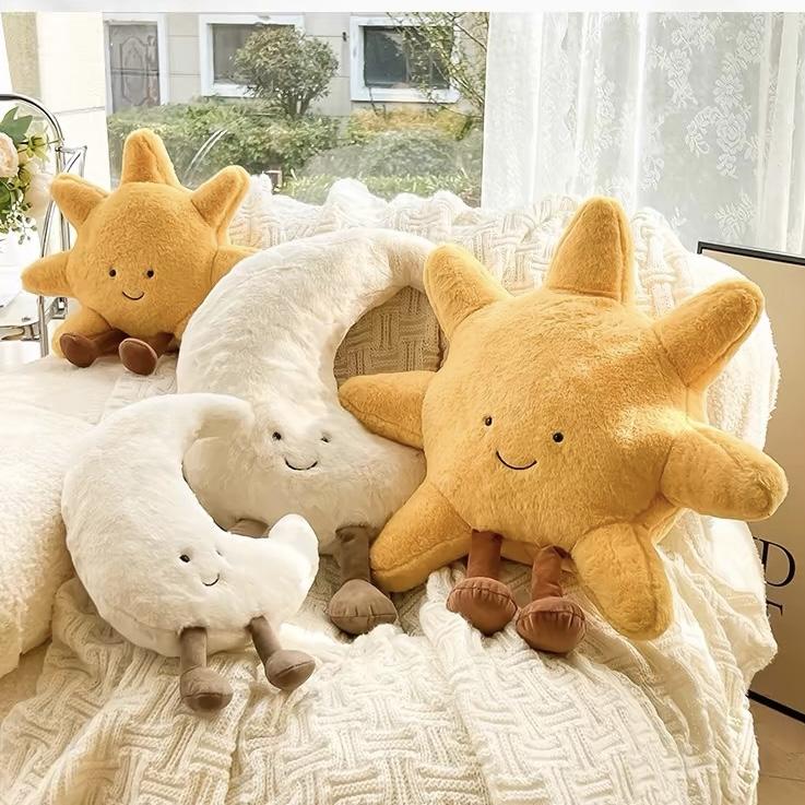 Плюшевая кукла Олень Луна и Солнце Набитая Мультяшная Милая Kawaii Подушка-небо с ножками Сидящий Декор Подушка для Спальни Дивана Стула