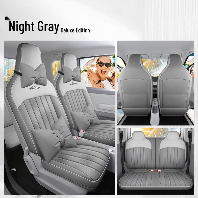 Custom-Fit Leather Car Seat Cushion for Wuling Qingkong - Cute Cartoon Design, Full Coverage for Four-Seat Models