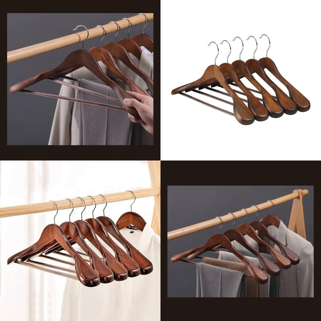 Wooden Coat Hanger With Shoulder Support For Home And Retail Use