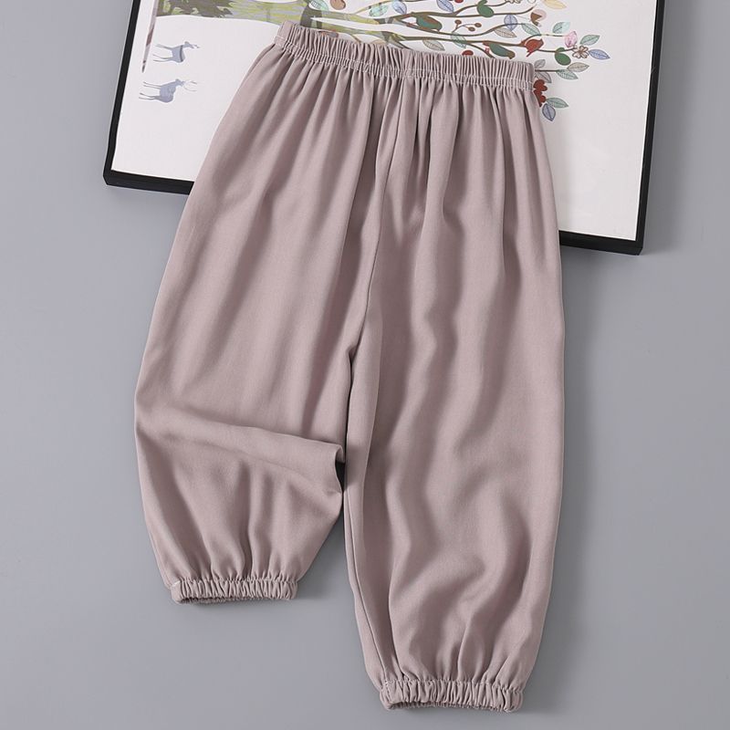 Слипы из ледяного шелка для летней одежды для мальчиков и девочек, защита от комаров, свободная домашняя одежда, длинные брюки, тонкие повседневные брюки