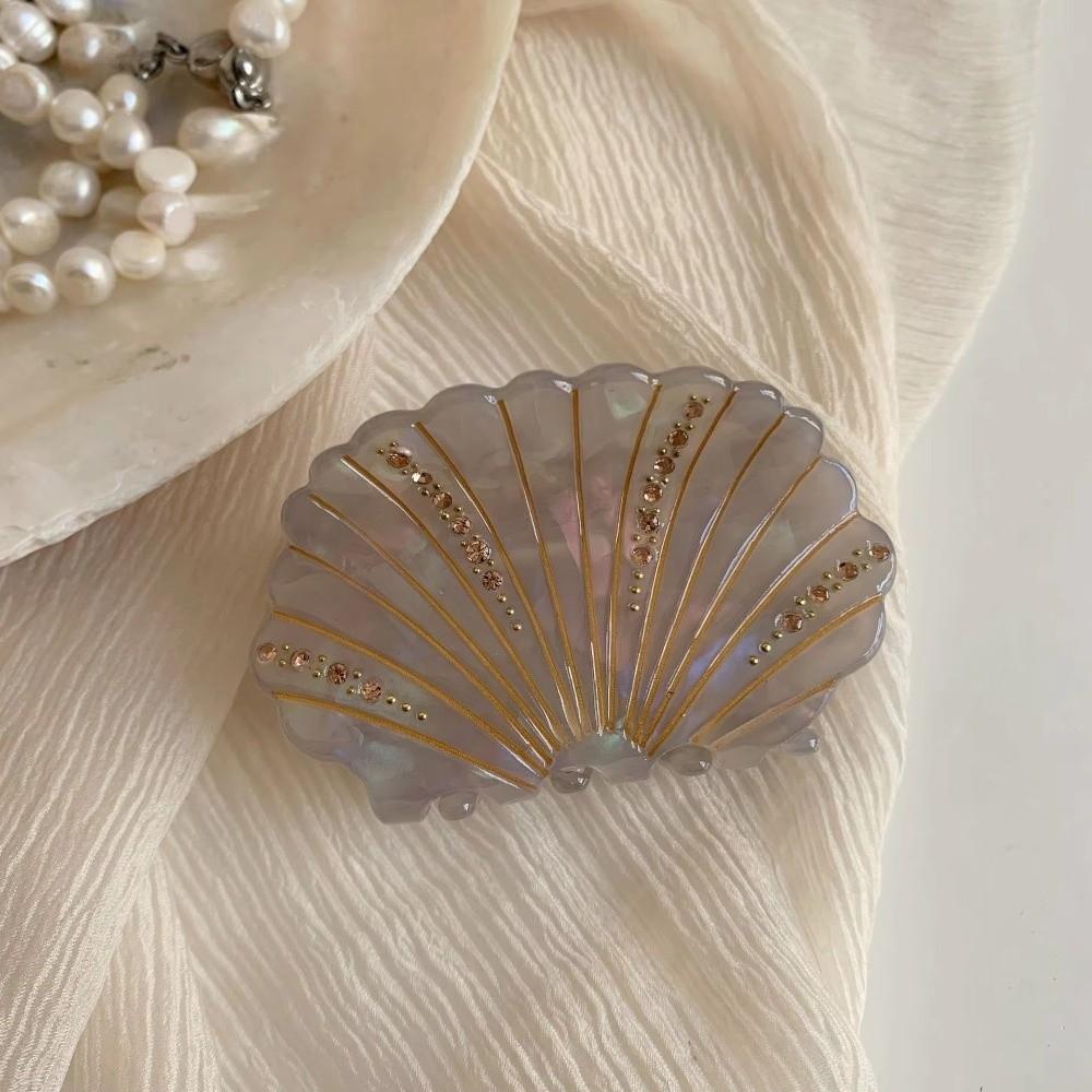 Non-slip Shell Hair Claw Acetate Shark Clip Shining Seashell Hair Clips for Women
