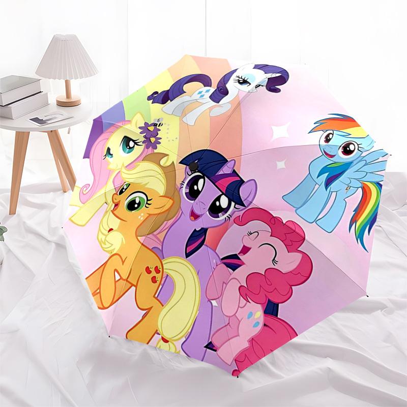 1pc My Little Pony Automatic Folding Umbrella Portable 3-Fold Design with 8-Bone Iron Frame, Outdoor for Fans, Travelers, Everyday Use, Gift for Enthu