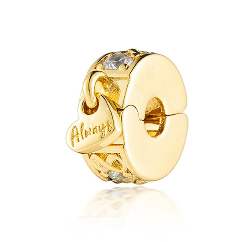 Sparking Gold Animal Heart Clip Charm Beads Dangle Fit Original Snake Bracelet Necklace Beads For Diy Jewelry Women Gift