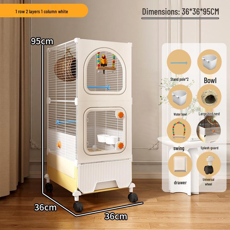 Большая клетка для попугаев Hao Lei De Zhu с защитой от брызг для кореллы, волнистого попугайчика, неразлучника, солнечной конуры