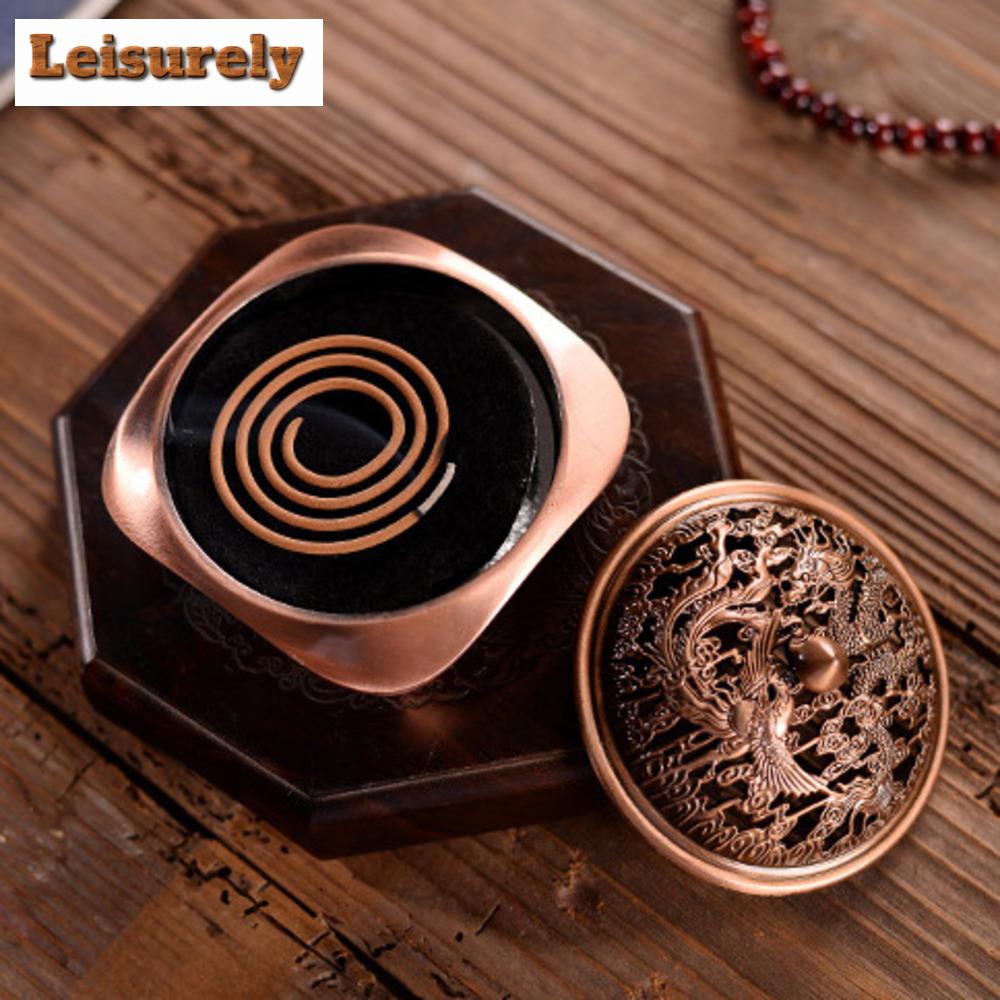 Dragon Phoenix Alloy Plate Incense Stove Indoor Office Buddha Offering Furnace Zen Censer Burner Holder Teatable Accessories