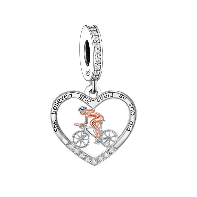 FC Jewelry Fit Original Charm Bracelet 925 Silver Sports Fitness Dumbbell Pendant Bead For Making Gym Baby Berloque