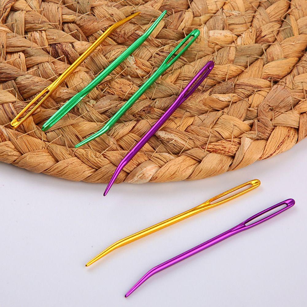 2 шт. Алюминиевые многоразмерные иглы для гобелена, штопки, вязания с изогнутым кончиком, рукоделия, шитья, с большим ушком, изогнутые иглы, DIY аксессуары