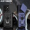 KEYSION Shockproof Armor Case for ZTE Blade A55 A35 Silicone+PC Slide Camera Protection Ring Stand Phone Cover for Blade A35 A55