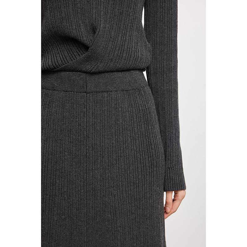 LILY Grey Knitted Pleated Skirt