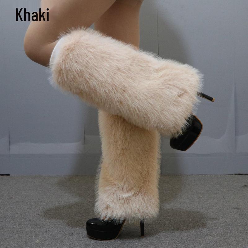 Леопардовый принт Искусственный мех Плюшевые гетры: Длинные и короткие стили для осени/зимы, идеально подходят для сценических выступлений и чехлов для ботинок.