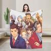 Пледы из кораллового флиса с изображением Феникса Райта из игры Ace Attorney, 90-е, для кровати, автомобиля, ультрамягкий коврик для кровати
