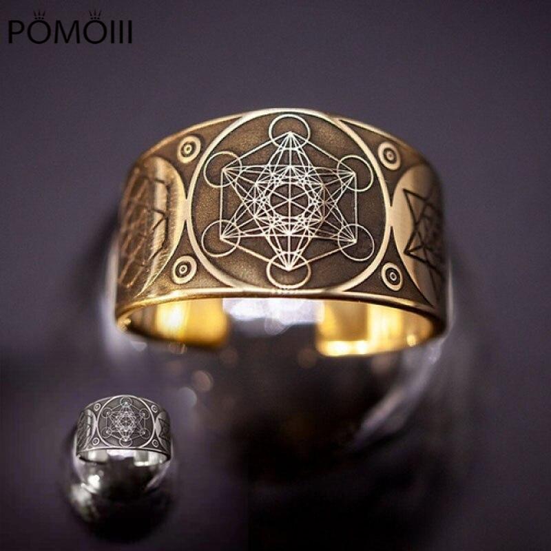 Винтажное кольцо с шестиконечной звездой Соломона, воин, архангел Метатрон, амулет, тотем, регулируемое кольцо, амулет, ювелирные изделия