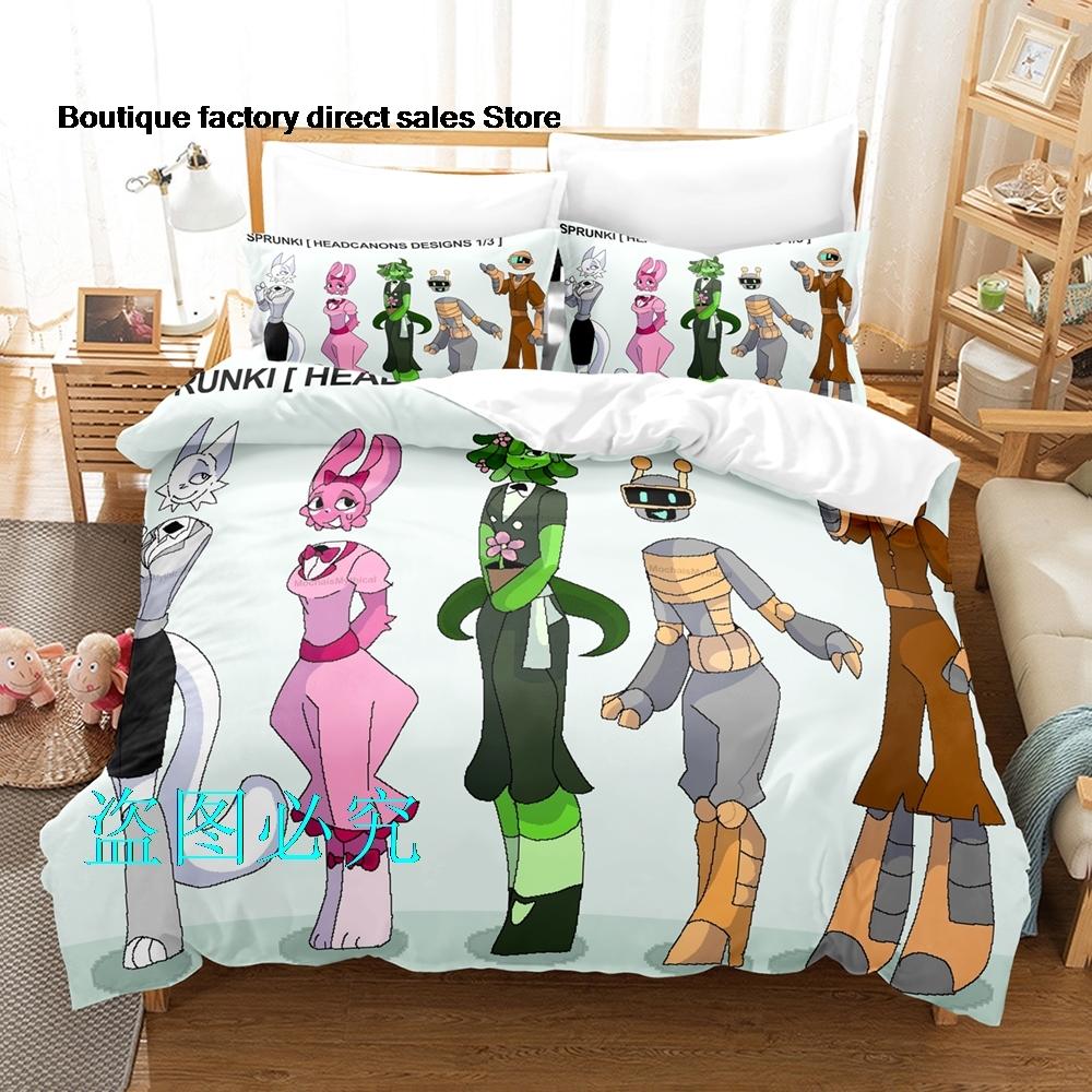 Комплект постельного белья Sprunki Односпальный Полуторный Двуспальный Евро Размер Кинг-Сайз Комплект для кровати Взрослый Детская Спальня Комплекты с пододеяльникомsprunki Аниме Parure De Lit Кровать 6