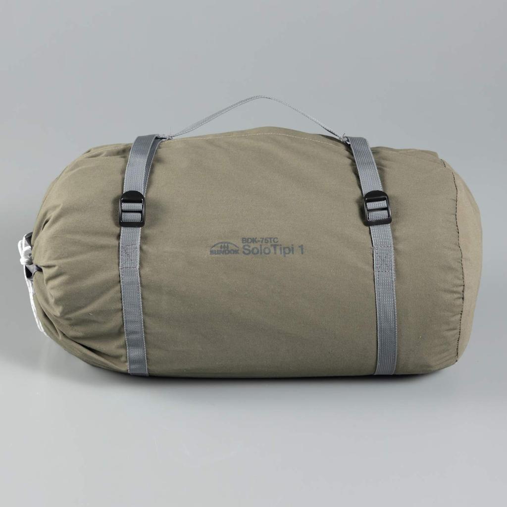 BUNDOK Solo Teepee 1 TC BDK-75TC [Для 1 человека] Палатка на одном шесте цвета хаки из смесового хлопка, полностью закрытая юбка, рулонная