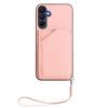 For Samsung Galaxy A16 4G Case Card Holder Kickstand Skin-Touch Phone Cover with Wrist Strap