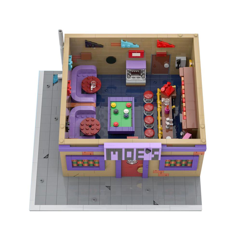 Gobricks MOC Модульный дом Симпсонов Таверна Мо Модульный дом Симпсонов Место проведения Таверна Мо Бар Строительные блоки Игрушки Подарок