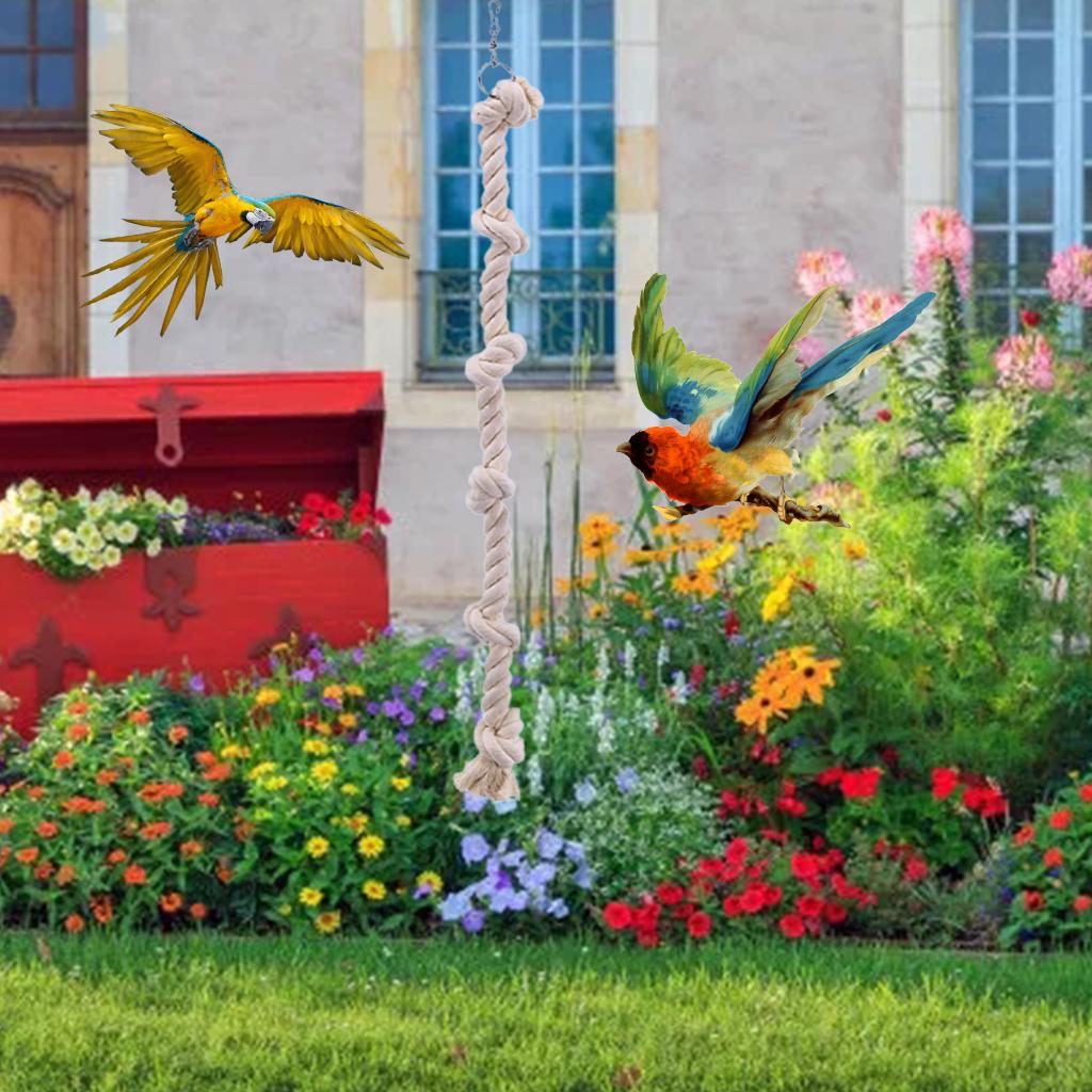 Игрушки для жевания птиц Подвесная игрушка для лазания попугаев Хлопковая веревка с узлами Игрушка-качели Аксессуары для клетки для маленьких и средних птиц