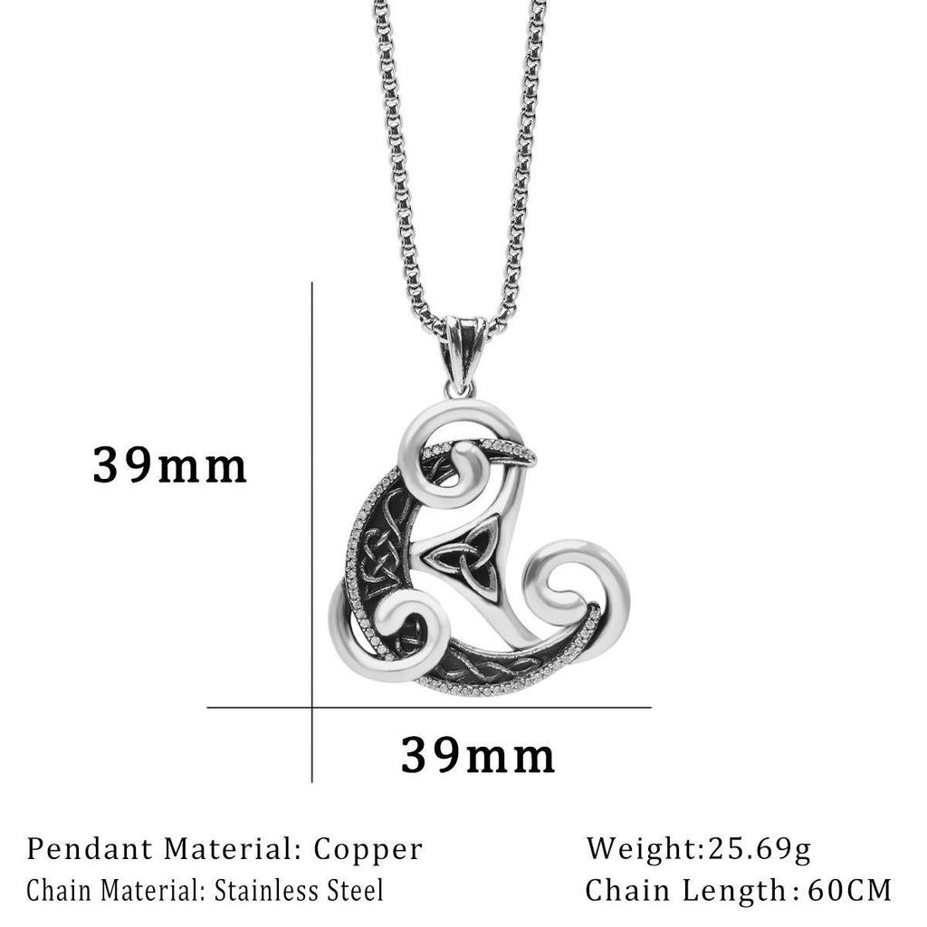 Ретро-треугольная подвеска с кельтским узлом Xiweier с подвеской из меди и циркона