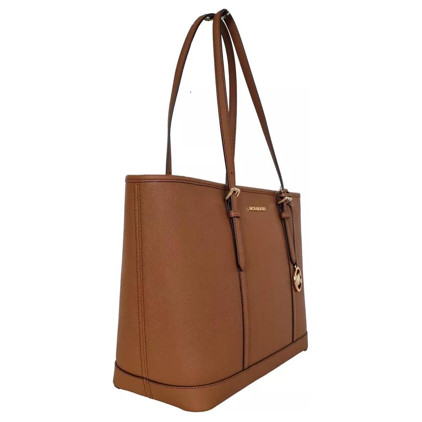 Michael Kors Mk Jet Set Travel Однотонная Винтажная Большая Вместимость Подвеска с Логотипом-Буквой Кожаная Сумка-Тоут для Поездок и Повседневного Использования Сумка для Покупок Сумка через Плечо 35F0GTVT9L-LUGGAGE