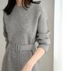 Французское вязаное платье для женщин однотонное повседневное платье-свитер женский осенне-зимний свитер средней длины