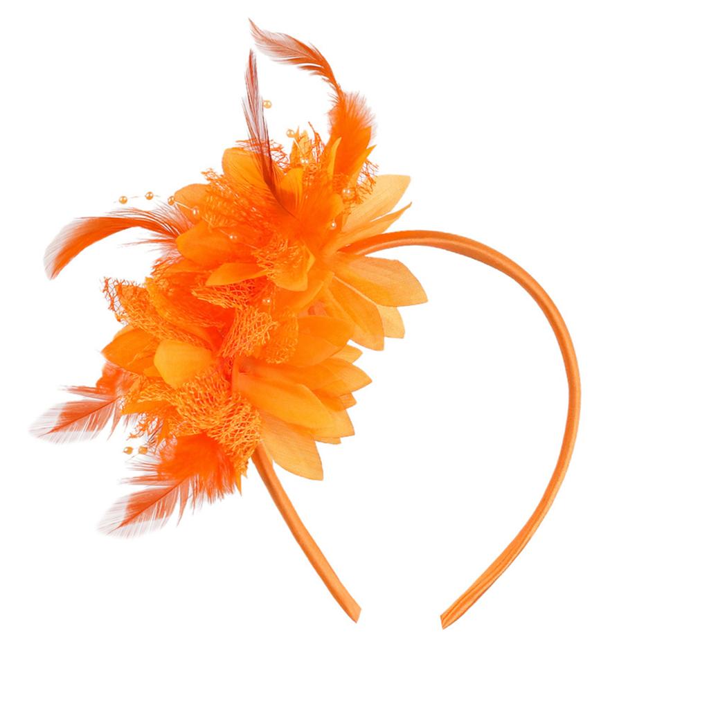 1900S Flapper Feathered Flower Headband For Carnival Party Antique Hair Decoration With Soft Band for Music Festival