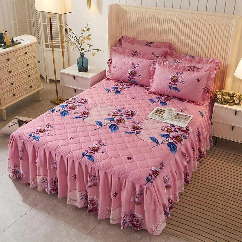 1 шт. простыни для кровати, толстые теплые эластичные наматрасники Queen, покрывало, юбка для кровати, свадебная юбка без наволочки