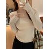 Gray Bottoming Shirt Women's Autumn and Winter New Square Neck Long-sleeved Knitted Low-neck Sweater with Slim-fitting Early Autumn Top