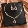 3 шт. Женский модный цирконовый набор: ожерелье-капля воды, серьги-листочки, цирконовый набор. Подходит для свадьбы, вечеринки, фестиваля, подарков-8559
