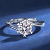Bague Ringen Кольцо из стерлингового серебра 925 пробы, 1 карат, муассанит, ювелирные изделия с бриллиантами, снежинка, регулируемые кольца с шестью когтями для женщин