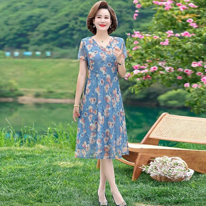 Женские повседневные платья, бросающие вызов возрасту, летние свободные тонкие длинные модные платья больших размеров в платьях для пожилых людей