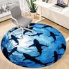 1PC Shark Swarm Office Round Area Rug, Mat Suitable For Office, Under Office Chairs Bedroom Living Room Home Decor, Room Deco