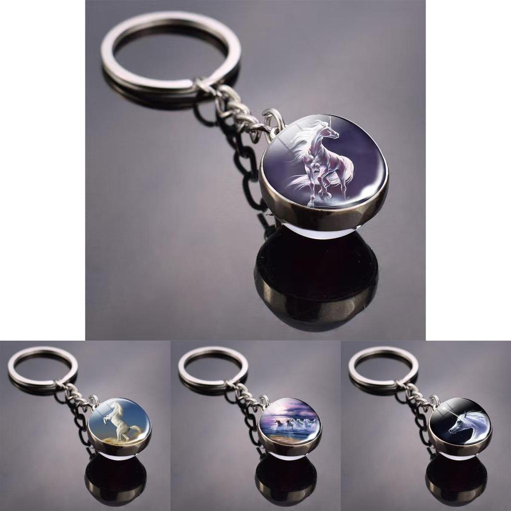 Украшения с узором единорога с круглым шармом из цинкового сплава и стекла для подарка и повседневной носки