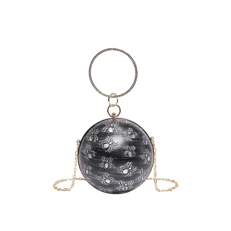New Models Are Coming! Round Ball Handbag, Skull and Spider Elements, Personalized One-shoulder Messenger Women's Bag.