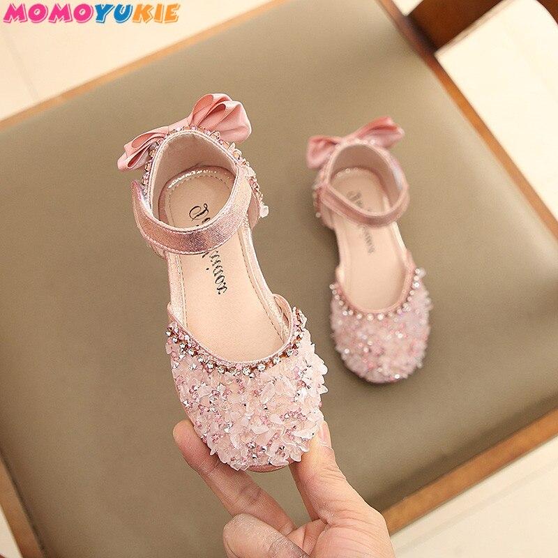 Children Princess Shoes Baby Girls Flat Bling Leather Sandals Fashion Sequin Soft Kids Dance Party Sparkly Shoes