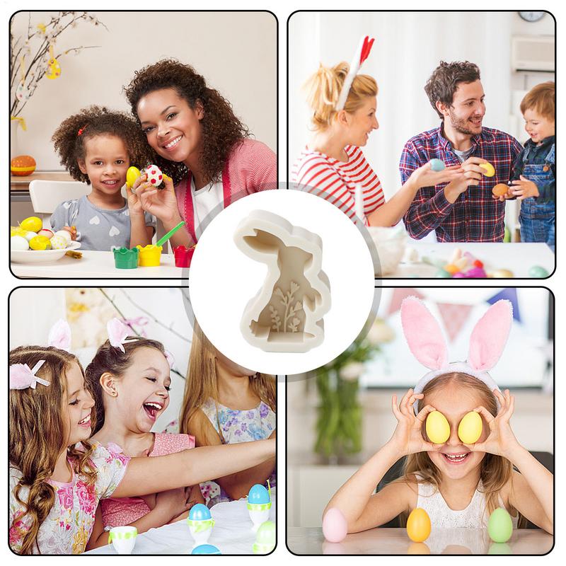 Формы Пасхального Кролика Силиконовые для литья смолы Форма Кролика для изготовления свечей Гибкие поделки Формы из смолы Декор стола Изготовление свечей